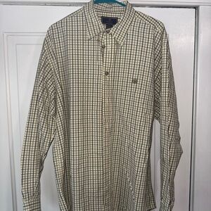 G.H. Bass & Co. Men's Long-Sleeve Check Button-Down Shirt in Cream and Brown